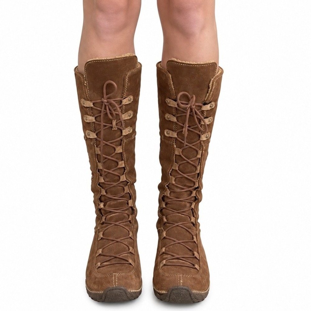 Timberland Brown Suede Leather Lace Up Tall Boots Size 8